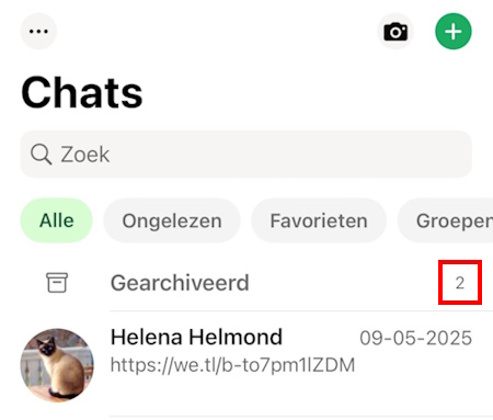 Gearchiveerde chats in WhatsApp